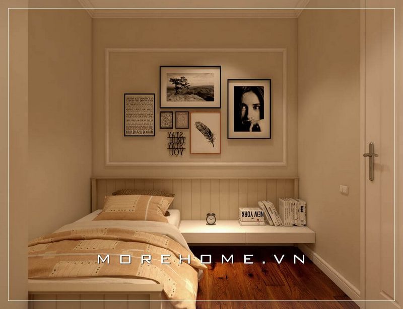 Giường ngủ đơn màu trắng hiện đại là một sự gợi ý không tồi cho không gian phòng ngủ nhà phố nhỏ